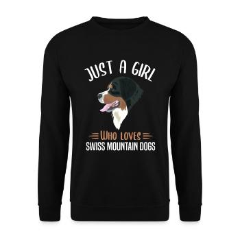 Girl Loves Swiss Mountain Dogs Gift - Unisex Sweatshirt - black - Front - Alina (178cm) & Michal (187cm)