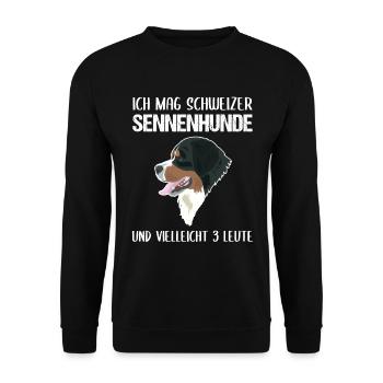 Berner Sennenhund Liebe und Sarkasmus Geschenk - Unisex Pullover - Schwarz - Vorne - Alina (178cm) & Michal (187cm)