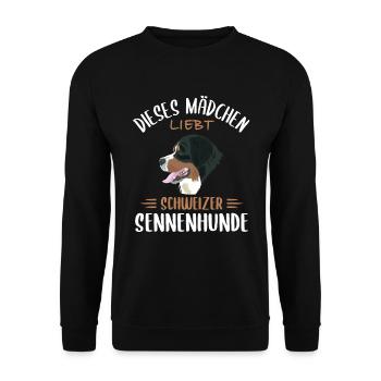 Berner Sennenhunde: Schweizer Canin-Liebhaber - Unisex Pullover - Schwarz - Vorne - Alina (178cm) & Michal (187cm)