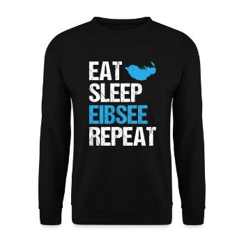 Lebenszyklus am Eibsee - Eat, Sleep, Repeat - Unisex Pullover - Schwarz - Vorne - Alina (178cm) & Michal (187cm)