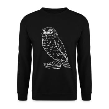 Einfach Eule - Unisex Pullover - Schwarz - Vorne - Alina (178cm) & Michal (187cm)