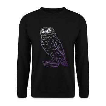 Majestätische Eule - Puristisches Tiermotiv - Unisex Pullover - Schwarz - Vorne - Alina (178cm) & Michal (187cm)