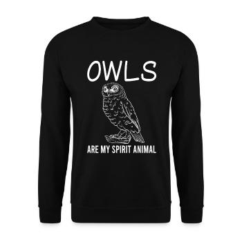 Owls Spirit Animal - Mystical Gift - Unisex Sweatshirt - black - Front - Alina (178cm) & Michal (187cm)