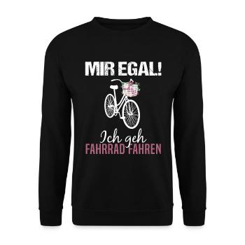 "Mir Egal! Ich Geh Fahrrad Fahren" Blumenmotiv - Unisex Pullover - Schwarz - Vorne - Alina (178cm) & Michal (187cm)