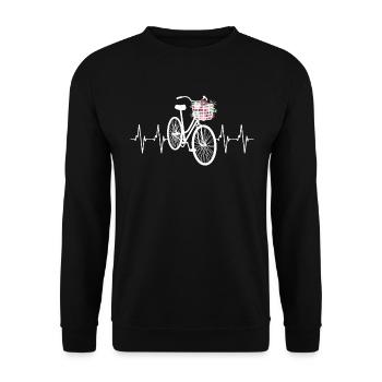 Bicycle & Flowers with a heartbeat for cyclists - Unisex Sweatshirt - black - Front - Alina (178cm) & Michal (187cm)