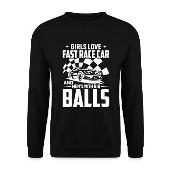 Les filles aiment les voitures de course rapides et les grosses balles - Sweat-shirt Unisexe - noir - Devant - Alina (178cm) & Michal (187cm)