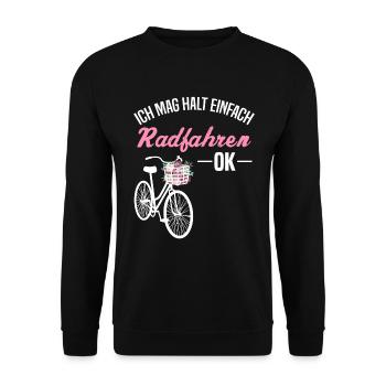 Ich Mag Halt Einfach Radfahren - Ok - Blumenmuster - Unisex Pullover - Schwarz - Vorne - Alina (178cm) & Michal (187cm)