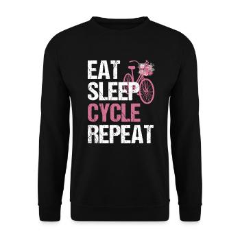Eat Sleep Cycle Repeat - Bicycle Life Flowers - Unisex Sweatshirt - black - Front - Alina (178cm) & Michal (187cm)