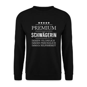 Premium Schwägerin 5-Sterne Qualität Geschenk - Unisex Pullover - Schwarz - Vorne - Alina (178cm) & Michal (187cm)