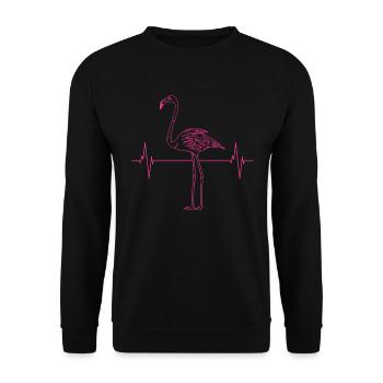 Heartbeat Flamingo Love Bird Gift - Unisex Sweatshirt - black - Front - Alina (178cm) & Michal (187cm)