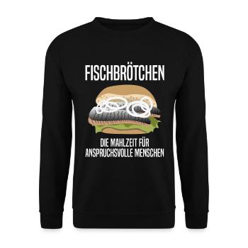 Fischbrötchen für Feinschmecker Geschenk - Unisex Pullover - Schwarz - Vorne - Alina (178cm) & Michal (187cm)