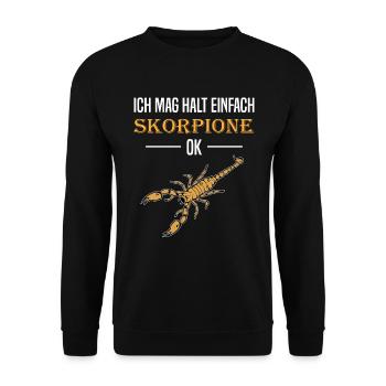 Einfache Skorpion Liebe Klartext Geschenk - Unisex Pullover - Schwarz - Vorne - Alina (178cm) & Michal (187cm)