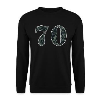 Military Style Birthday Number 70 Gift - Unisex Sweatshirt - black - Front - Alina (178cm) & Michal (187cm)