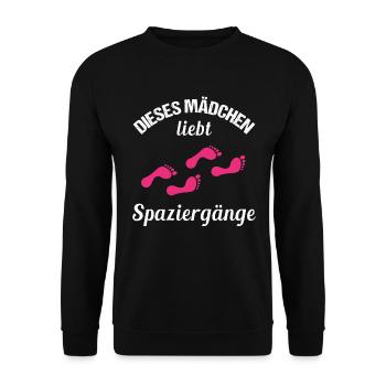 Spaziergang-Liebhaber Mädchenherz Geschenk - Unisex Pullover - Schwarz - Vorne - Alina (178cm) & Michal (187cm)