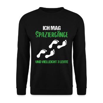 Humorvolle Spaziergang-Liebhaber Einsiedler - Unisex Pullover - Schwarz - Vorne - Alina (178cm) & Michal (187cm)