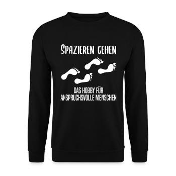 Anspruchsvolles Spazieren Geh Design - Unisex Pullover - Schwarz - Vorne - Alina (178cm) & Michal (187cm)