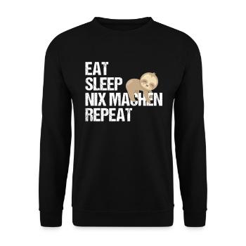 Faulbär Tagesroutine Deutsch Humor Geschenk - Unisex Pullover - Schwarz - Vorne - Alina (178cm) & Michal (187cm)