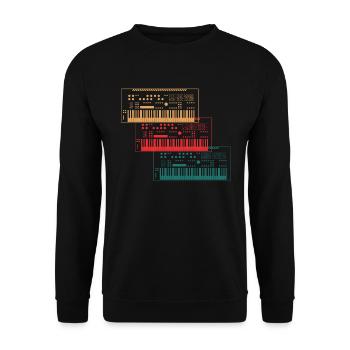 Trio of Synthesizers Music Lover Gift - Unisex Sweatshirt - black - Front - Alina (178cm) & Michal (187cm)