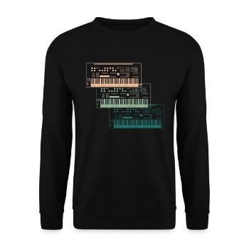 Trio of Synthesizers Music Lover Gift - Unisex Sweatshirt - black - Front - Alina (178cm) & Michal (187cm)