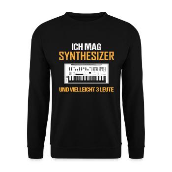 Synthesizer und 3 Leute Musikliebhaber Geschenk - Unisex Pullover - Schwarz - Vorne - Alina (178cm) & Michal (187cm)