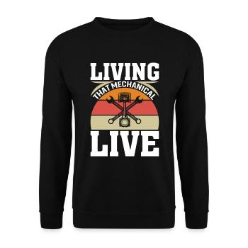 Life that lives mechanically - Unisex Sweatshirt - black - Front - Alina (178cm) & Michal (187cm)