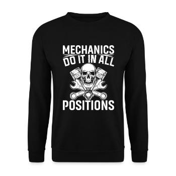 Mechaniker Tun Es In Allen Positionen - Unisex Pullover - Schwarz - Vorne - Alina (178cm) & Michal (187cm)