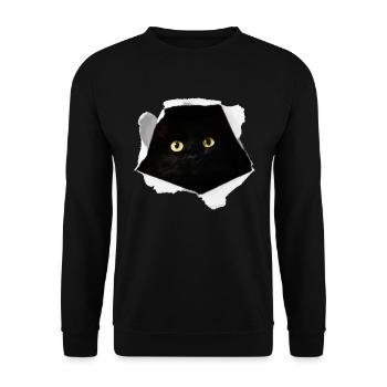 Cadeau d’aventure en carton chat noir - Sweat-shirt Unisexe - noir - Devant - Alina (178cm) & Michal (187cm)