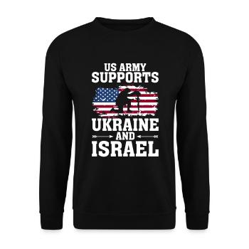 L’armée américaine soutient l’Ukraine et Israël - Sweat-shirt Unisexe - noir - Devant - Alina (178cm) & Michal (187cm)
