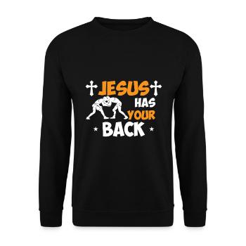 Jesus has their backs - Unisex Sweatshirt - black - Front - Alina (178cm) & Michal (187cm)