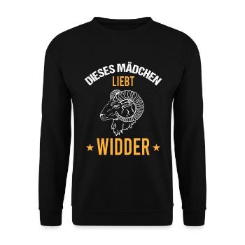Mädchen Herz Widder Liebe Astrologie Geschenk - Unisex Pullover - Schwarz - Vorne - Alina (178cm) & Michal (187cm)
