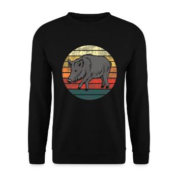 Majestätisches Wildschwein Waldliebhaber Geschenk - Unisex Pullover - Schwarz - Vorne - Alina (178cm) & Michal (187cm)