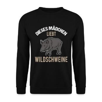 Mädchen Wildschweinliebe Charmantes Geschenk - Unisex Pullover - Schwarz - Vorne - Alina (178cm) & Michal (187cm)