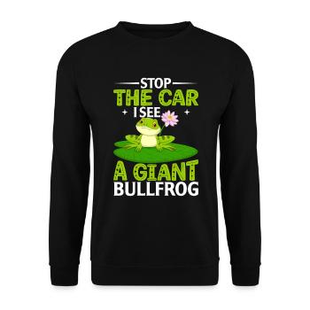 Halt Das Auto An Ich Sehe Einen Riesigen Frosch - Unisex Pullover - Schwarz - Vorne - Alina (178cm) & Michal (187cm)