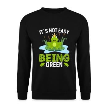 Es Ist Nicht Leicht Grün Zu Sein - Unisex Pullover - Schwarz - Vorne - Alina (178cm) & Michal (187cm)