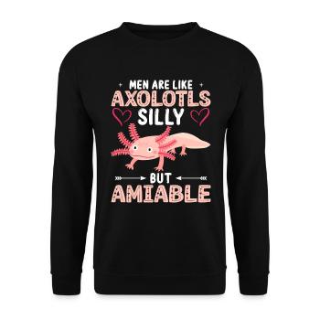 Männer Sind Wie Axolotls - Dumm Aber Liebenswert - Unisex Pullover - Schwarz - Vorne - Alina (178cm) & Michal (187cm)
