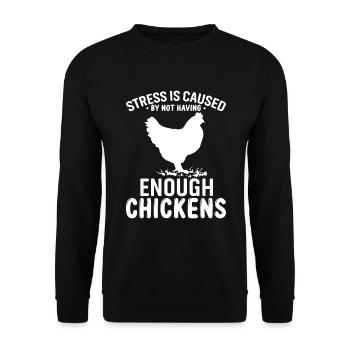 Le stress est causé par un nombre insuffisant de poulets - Sweat-shirt Unisexe - noir - Devant - Alina (178cm) & Michal (187cm)