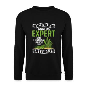 Ich Bin Kein Kakteenexperte Aber Ich Erkenne Einen - Unisex Pullover - Schwarz - Vorne - Alina (178cm) & Michal (187cm)