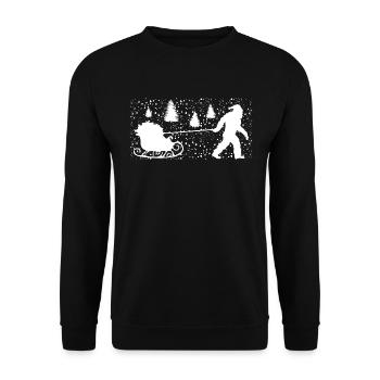 Miesepeter Weihnachtsschlitten Festliche Fahrt - Unisex Pullover - Schwarz - Vorne - Alina (178cm) & Michal (187cm)