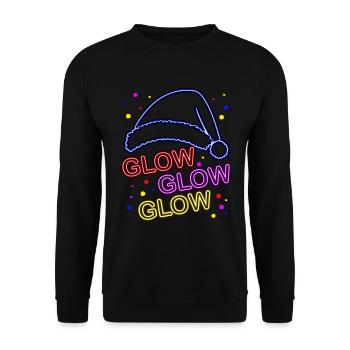 Glow Glow Glow Chapeau de Père Noël lumineux - Sweat-shirt Unisexe - noir - Devant - Alina (178cm) & Michal (187cm)
