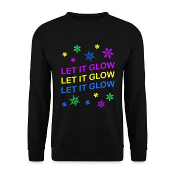 Let it Glow Bunte Schneeflocken Festlich - Unisex Pullover - Schwarz - Vorne - Alina (178cm) & Michal (187cm)