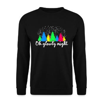 Buntes Tannenwald Glowly Night Kunst - Unisex Pullover - Schwarz - Vorne - Alina (178cm) & Michal (187cm)