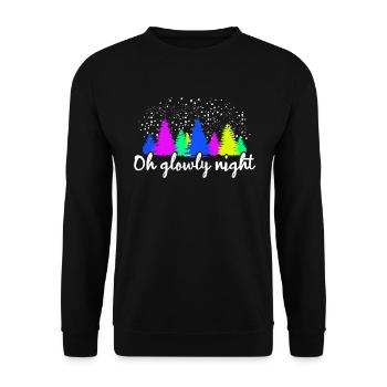 Buntes Tannenwald Glowly Night Kunst - Unisex Pullover - Schwarz - Vorne - Alina (178cm) & Michal (187cm)