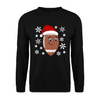 Festlicher Football Weihnachtsmütze - Unisex Pullover - Schwarz - Vorne - Alina (178cm) & Michal (187cm)