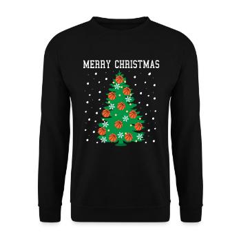 Merry Bball Xmas Tree for Sports Fans - Unisex Sweatshirt - black - Front - Alina (178cm) & Michal (187cm)