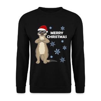 Merry Slothmas – Sloth Christmas Greeting - Unisex Sweatshirt - black - Front - Alina (178cm) & Michal (187cm)