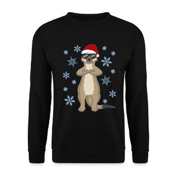 Snowy Santa Sloth – Winter Sloth Design - Unisex Sweatshirt - black - Front - Alina (178cm) & Michal (187cm)
