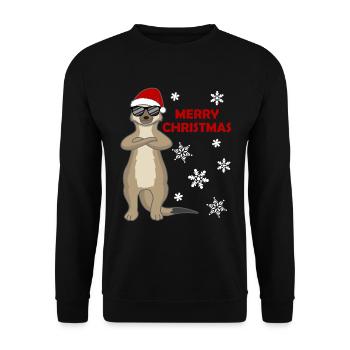 Merry Slothmas – Sloth Christmas Greeting - Unisex Sweatshirt - black - Front - Alina (178cm) & Michal (187cm)