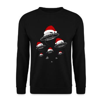 Ufo Weihnachtsmütze Außerirdische Festtage - Unisex Pullover - Schwarz - Vorne - Alina (178cm) & Michal (187cm)
