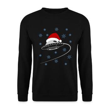 Festif UFO père Noël chapeau Merveille d’hiver - Sweat-shirt Unisexe - noir - Devant - Alina (178cm) & Michal (187cm)