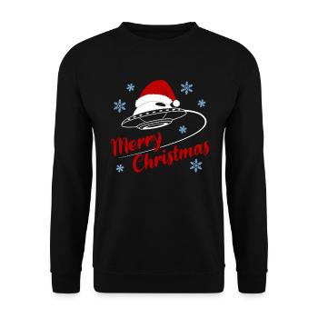 Ufo Mütze Frohes Fest Galaktischer Spaß - Unisex Pullover - Schwarz - Vorne - Alina (178cm) & Michal (187cm)